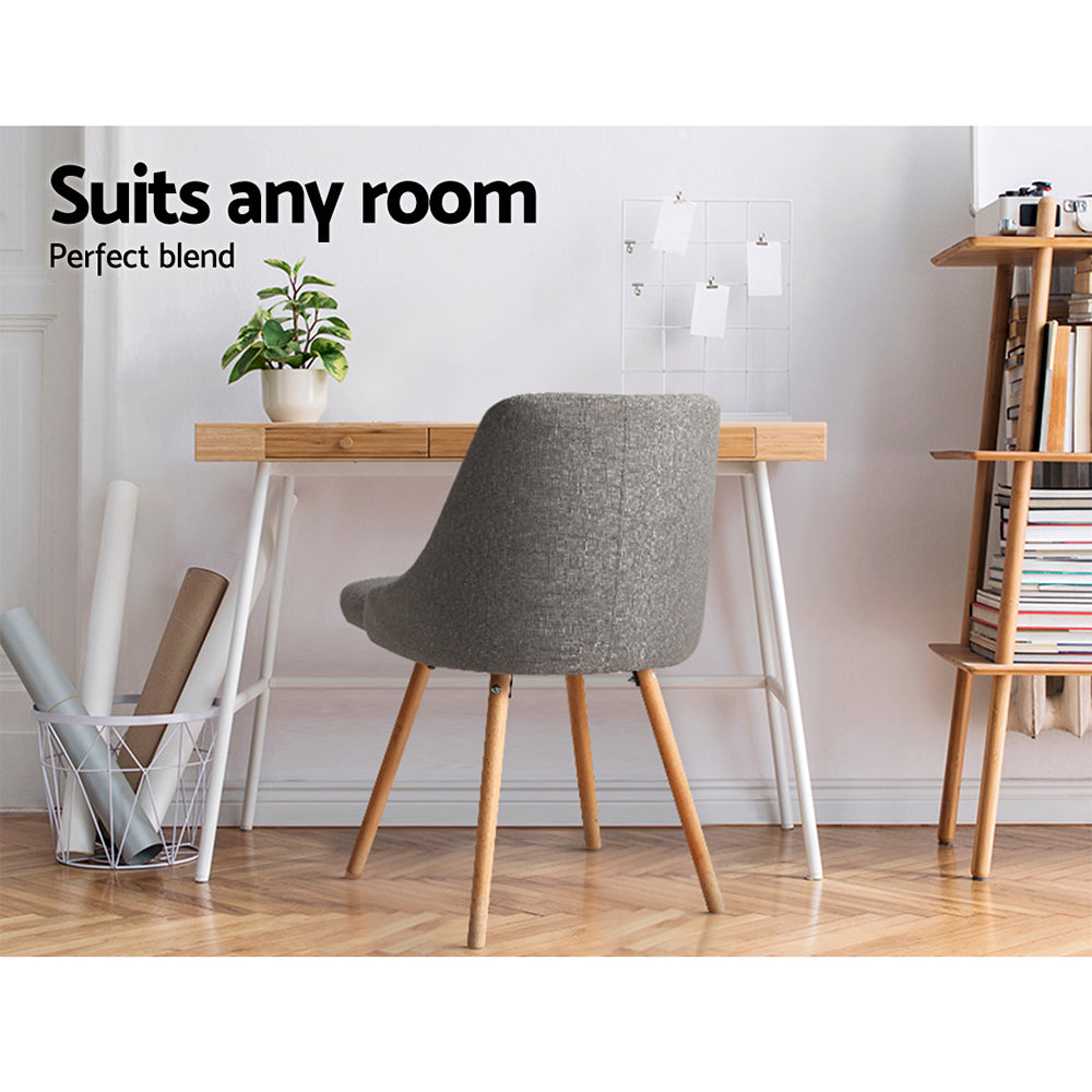Set of 2 Replica Dining Chairs Beech Wood - Fabric Grey - Homecoze