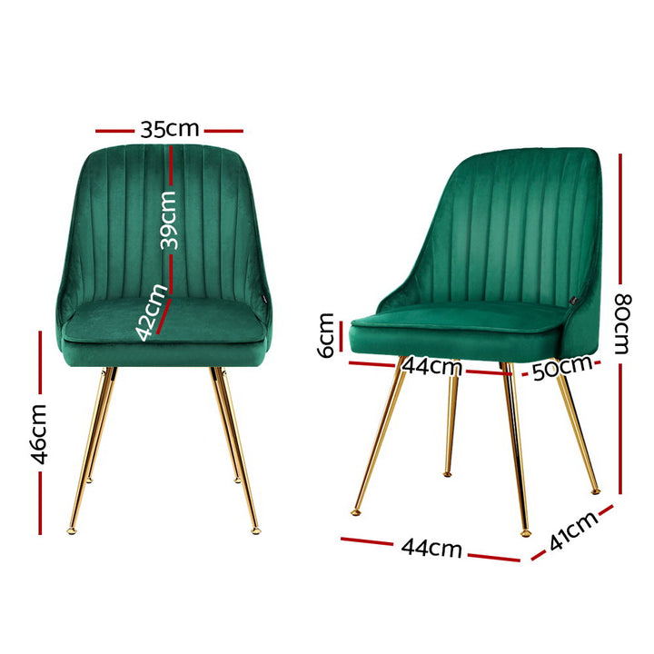 Set of 2 Retro Dining Chairs - Velvet Green Homecoze