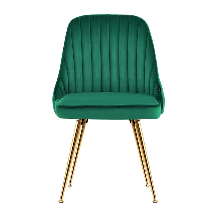 Set of 2 Retro Dining Chairs - Velvet Green Homecoze