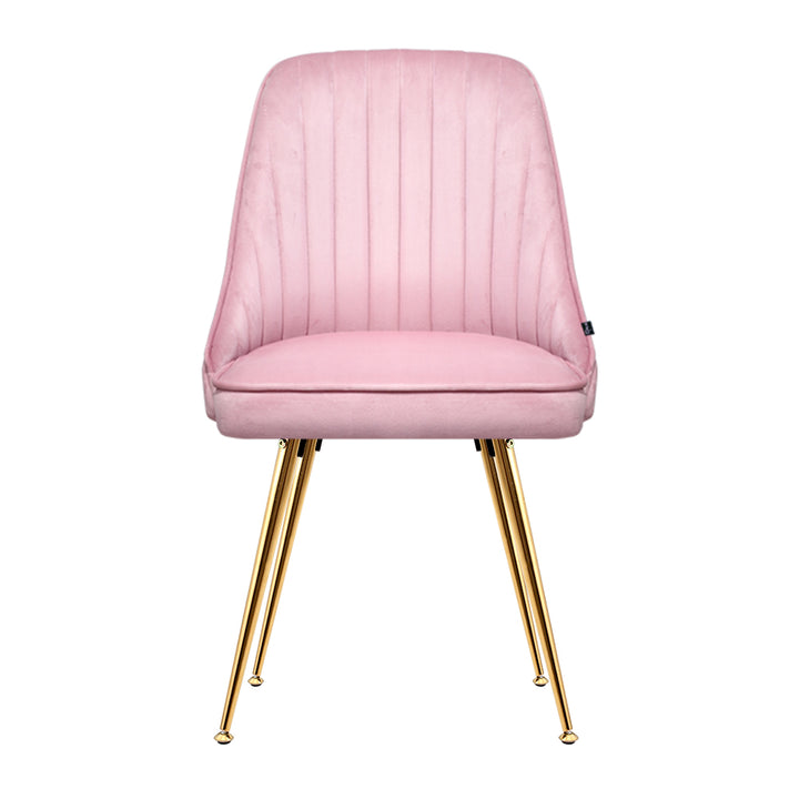 Set of 2 Retro Dining Chairs - Velvet Pink Homecoze