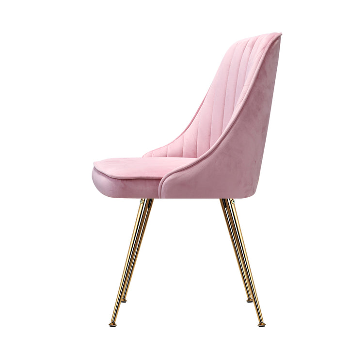 Set of 2 Retro Dining Chairs - Velvet Pink Homecoze