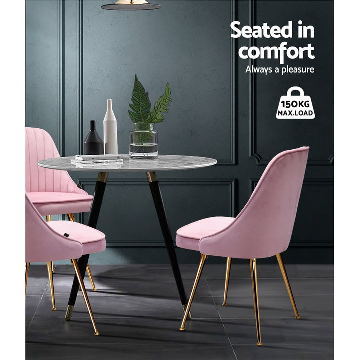 Set of 2 Retro Dining Chairs - Velvet Pink Homecoze