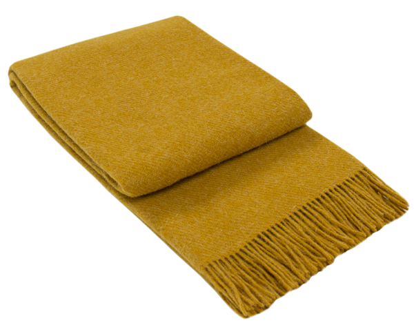 Brighton Throw - 100% NZ Wool - Mustard Homecoze