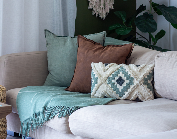 Brighton Throw - 100% NZ Wool - Sage Striped - Homecoze