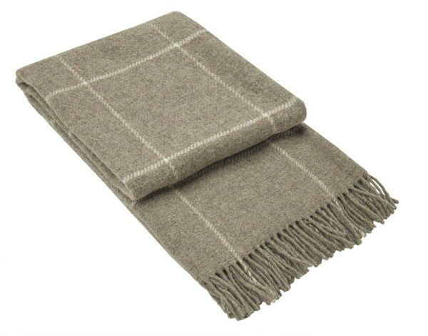 Brighton Throw - 100% NZ Wool - Beige Striped Homecoze