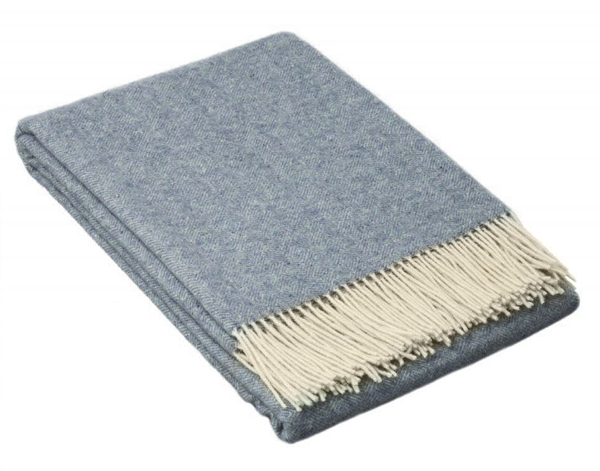 Hampton Throw - Merino Wool Blend - Blue - Homecoze