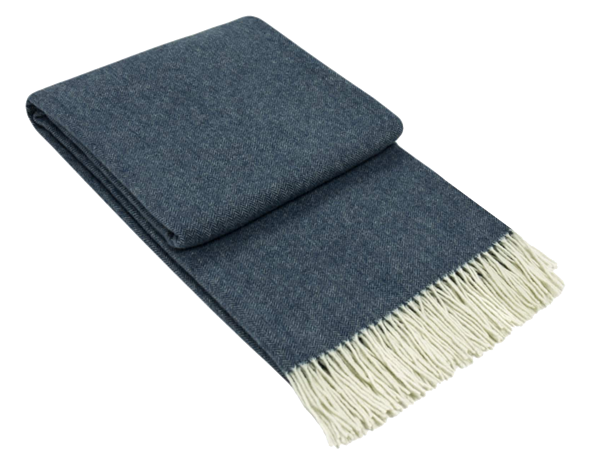 Kensington Throw - 10% Cashmere/ 90% Super Fine Merino Wool - Navy Homecoze