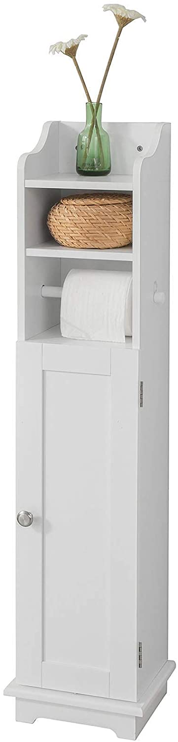 Toilet Paper Holder with Storage, Freestanding Cabinet, Toilet Brush Holder and Toilet Paper Dispenser 20x100x18 cm Homecoze