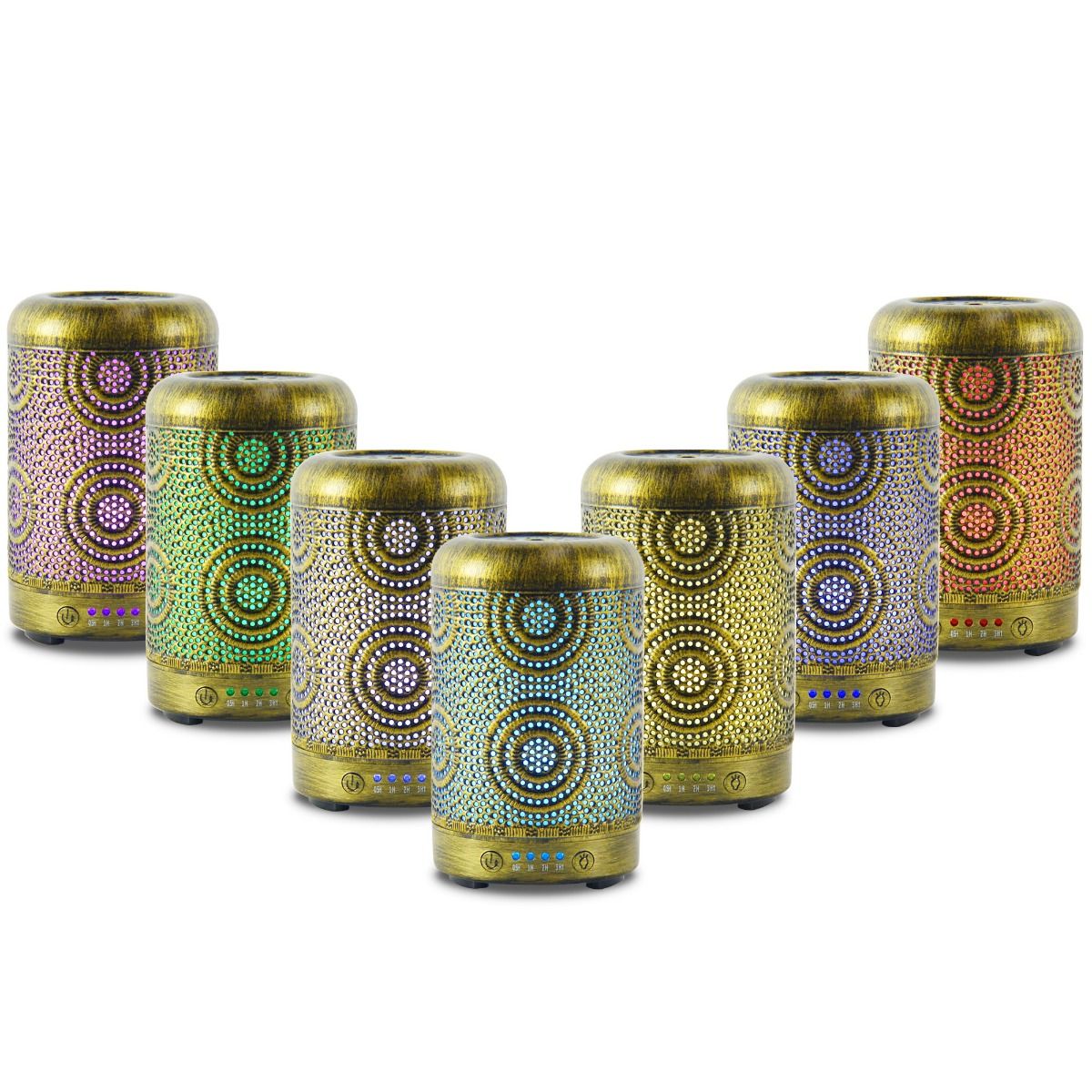 Vintage Gold Metal Decorated 7-Colour LED Aroma Diffuser 100ml Homecoze