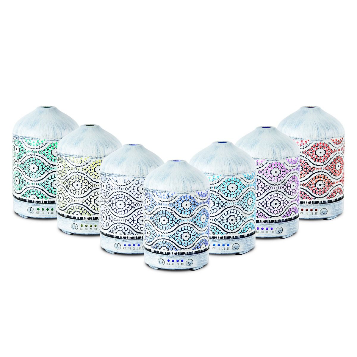 Vintage White Metal Decorated 7-Colour LED Aroma Diffuser 100ml Homecoze