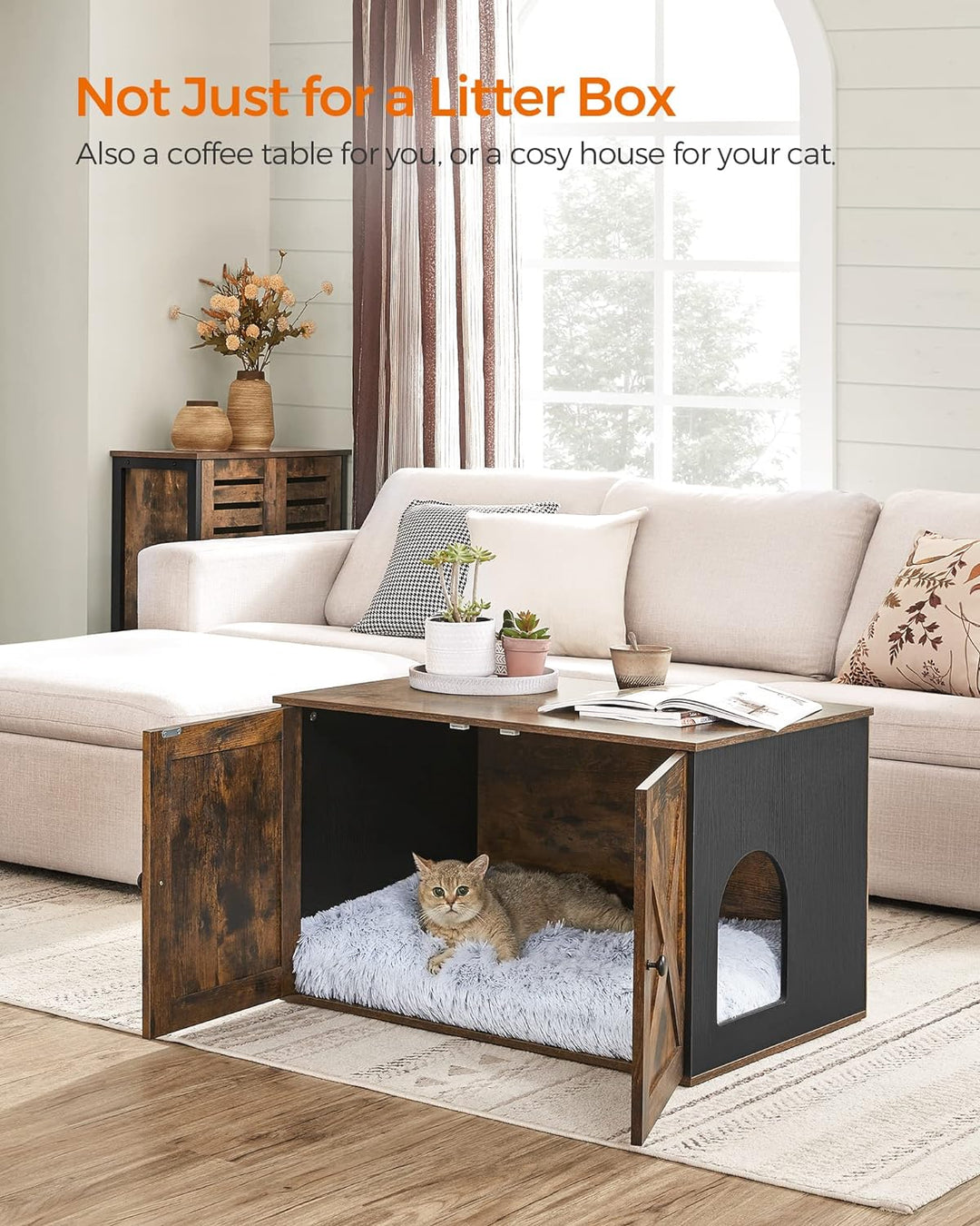 Modern Rustic Cat House Side Table