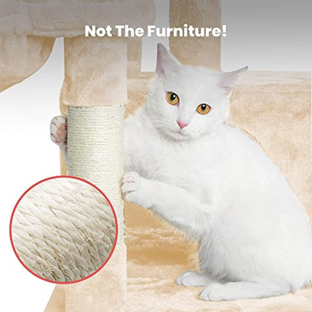 Small Plush Cat Condo Cat Tree Beige - 118cm Homecoze