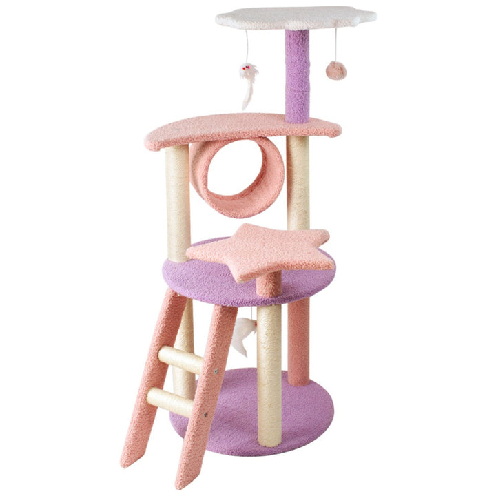 Small Galaxy Plush Cat Condo Cat Tree Pink Purple - 101cm Homecoze