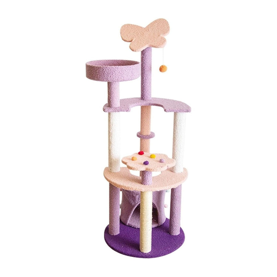 Small Butterfly Plush Cat Condo Cat Tree Pink Purple - 128cm Homecoze