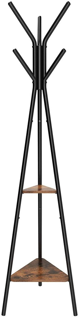 Modern Rustic Series Vintage Style Coat Rack Stand with Shelves Rustic Brown Homecoze