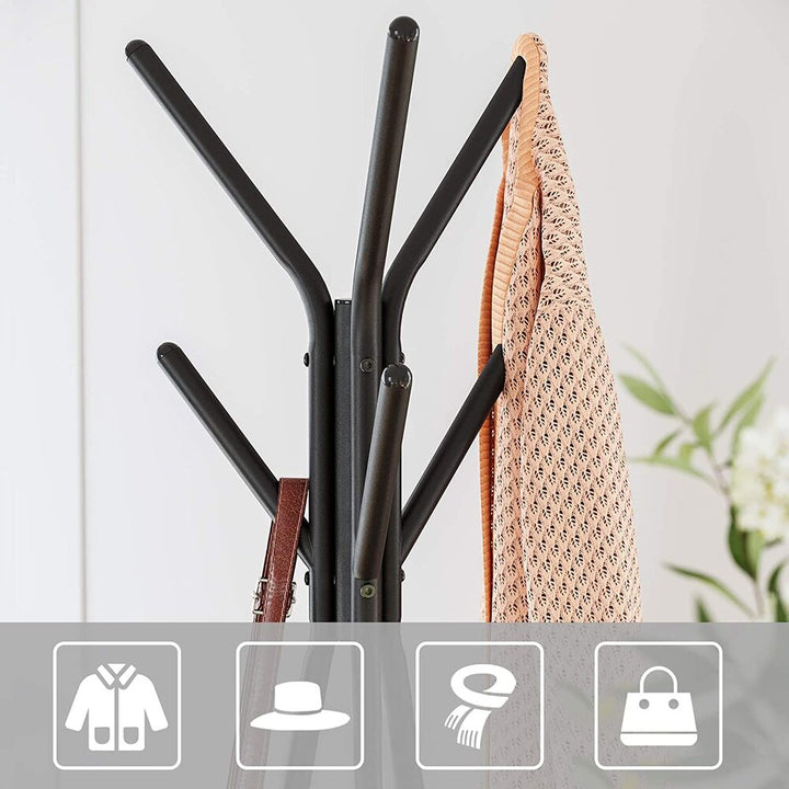 Modern Rustic Series Vintage Style Coat Rack Stand with Shelves Rustic Brown Homecoze