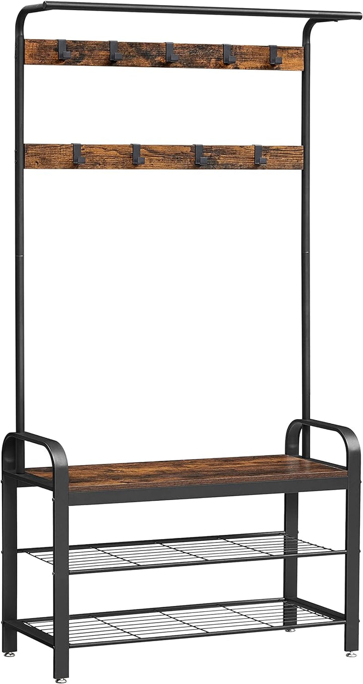 Modern Rustic Coat Rack with Shoe Bench