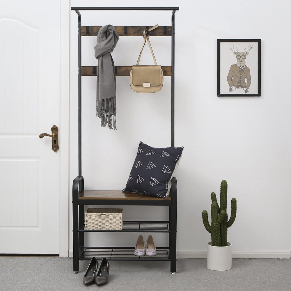 Modern Rustic Series Coat Hanger with Shoe Rack Homecoze