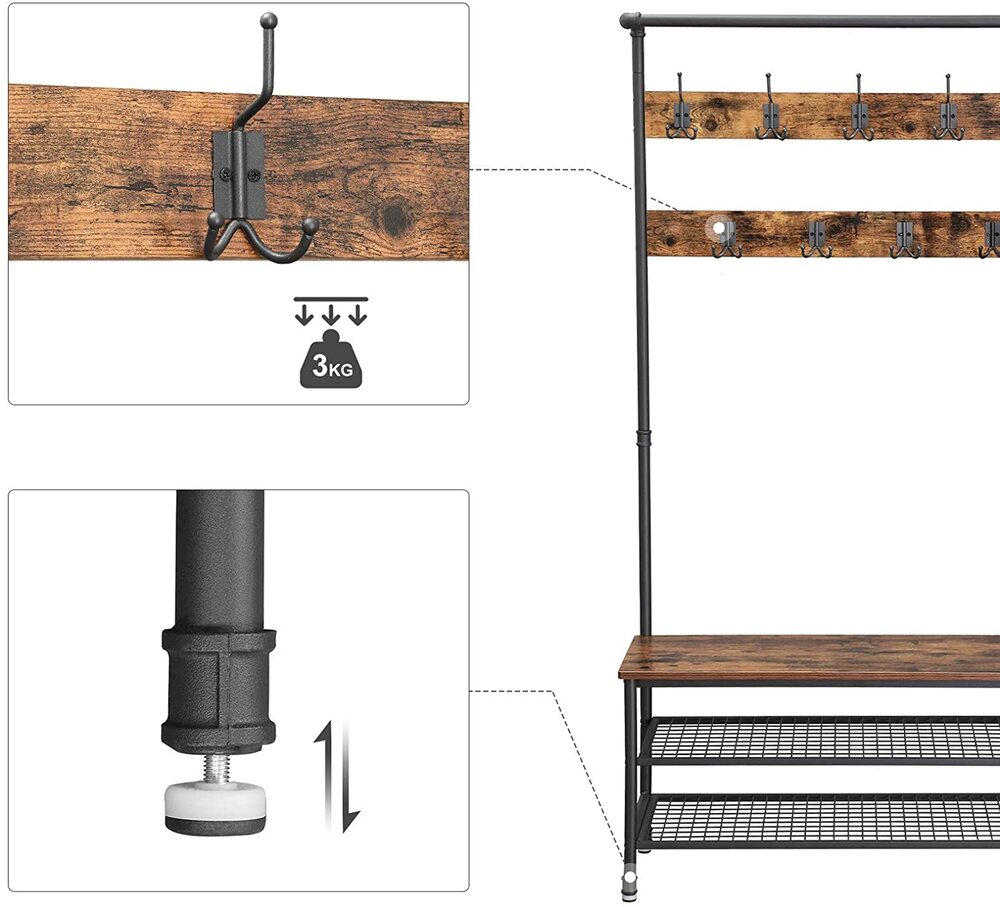 Modern Rustic Coat Rack with Shoe Storage