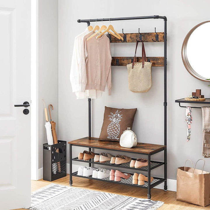 Modern Rustic Coat Rack with Shoe Storage