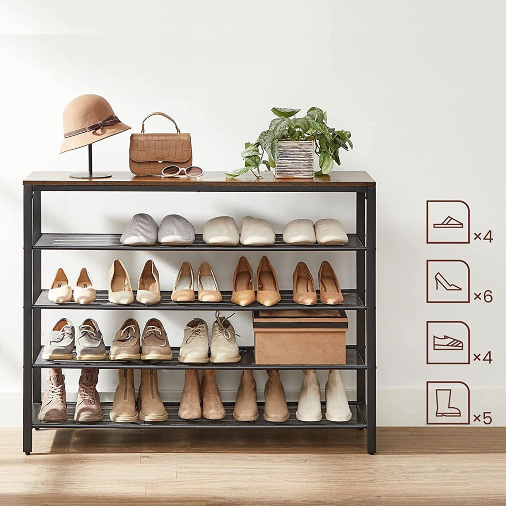 Modern Rustic 4 Tier Shoe Rack