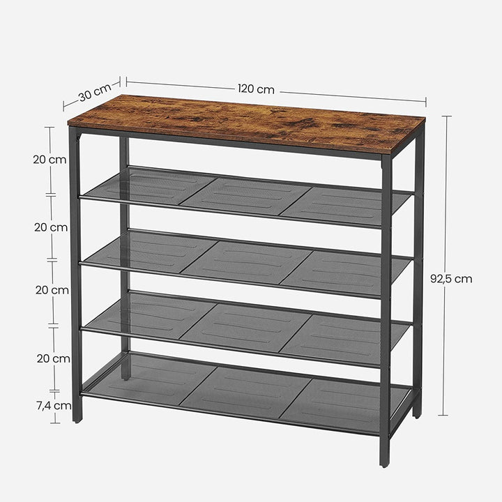 Modern Rustic 4 Tier Shoe Rack