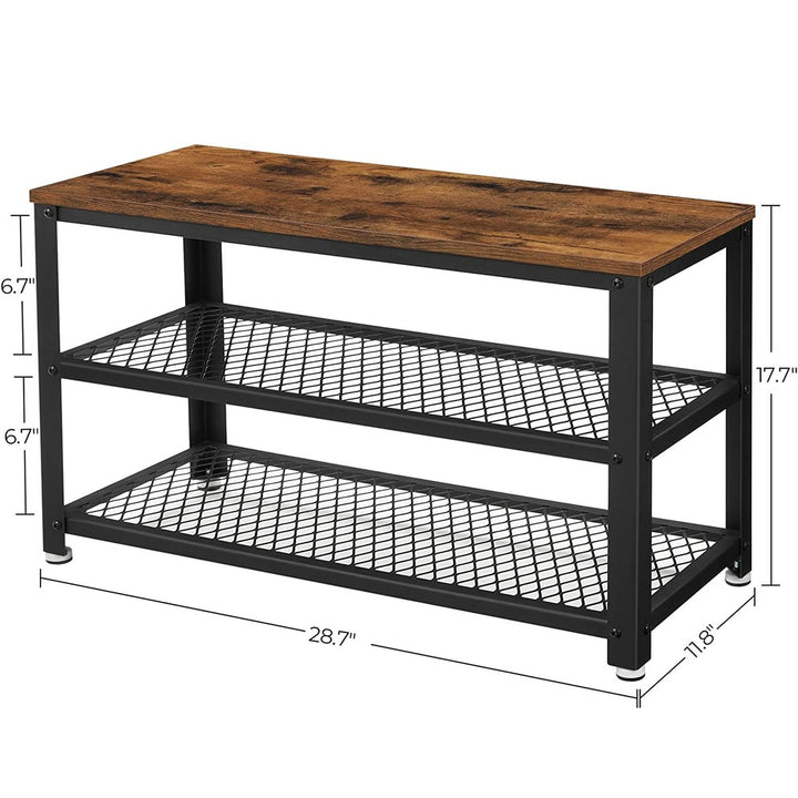 Modern Rustic 2-Tier Shoe Rack Bench 73cm