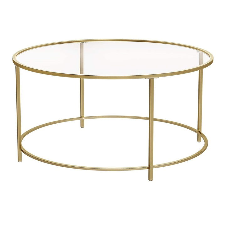 Gold & Glass Round Coffee Table 84cm