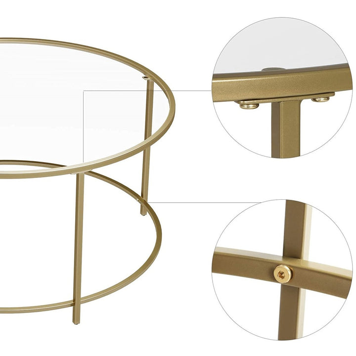 Gold & Glass Round Coffee Table 84cm