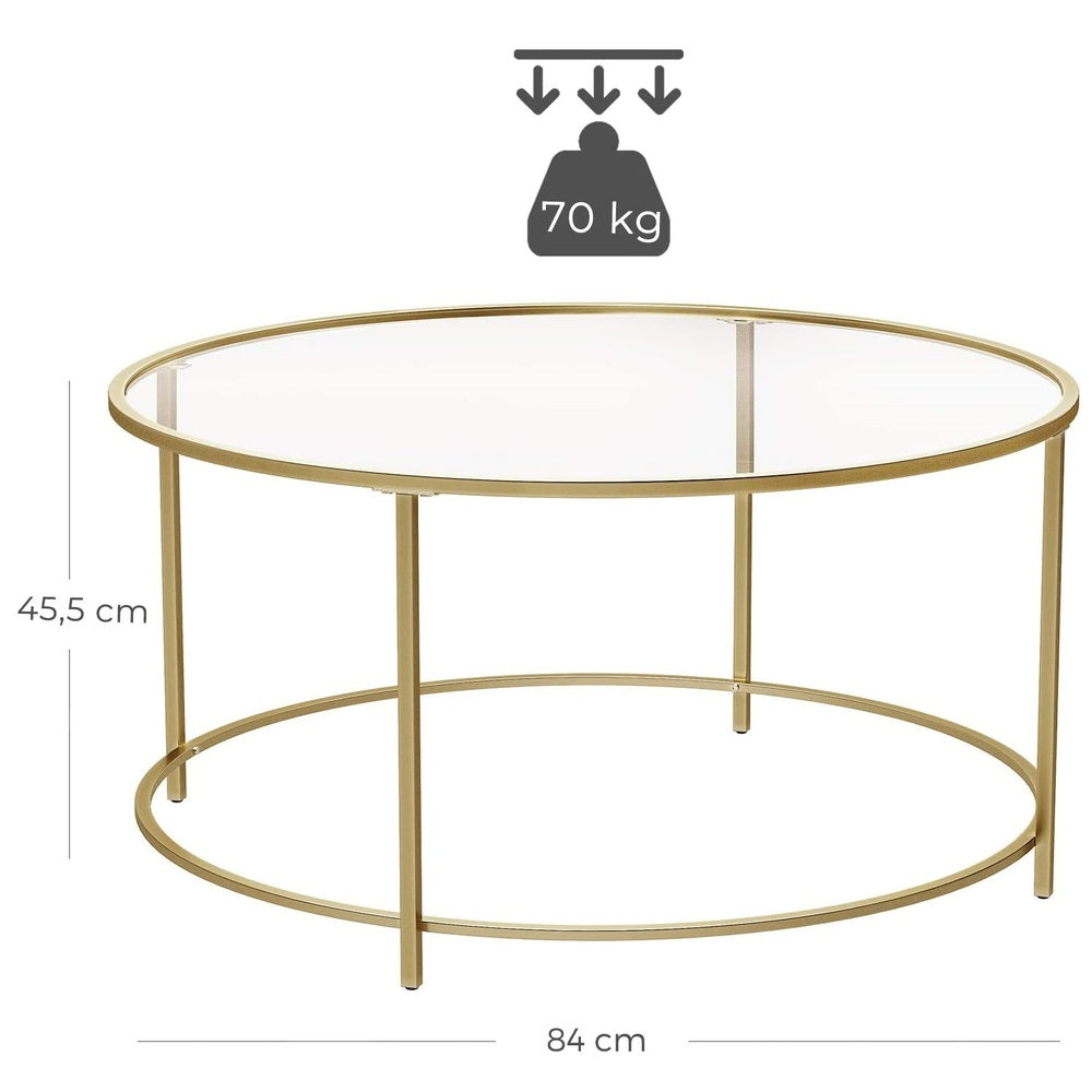 Gold & Glass Round Coffee Table 84cm