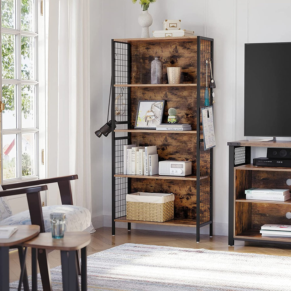 Modern Rustic 4 Tier Bookcase Storage Shelf