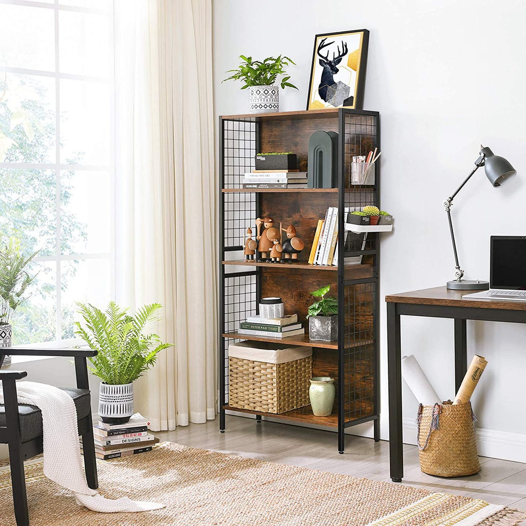 Modern Rustic 4 Tier Bookcase Storage Shelf