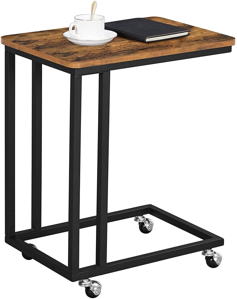 Modern Rustic Slimline Study End Table with Wheels