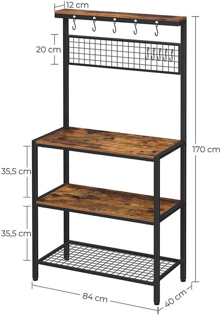 Modern Rustic Series Kitchen Storage Unit Baker's Rack Rustic Brown Homecoze