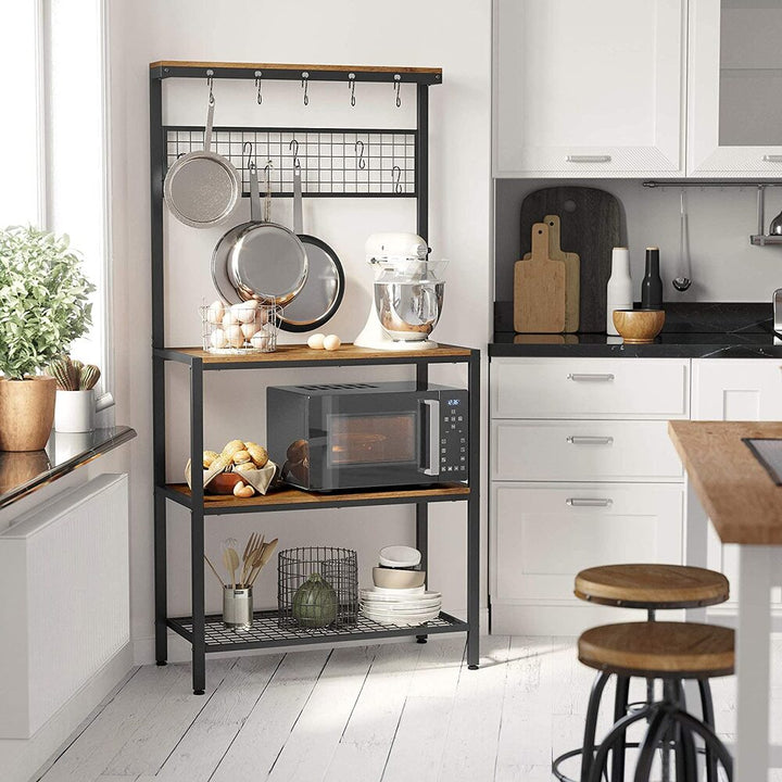 Modern Rustic Series Kitchen Storage Unit Baker's Rack Rustic Brown Homecoze