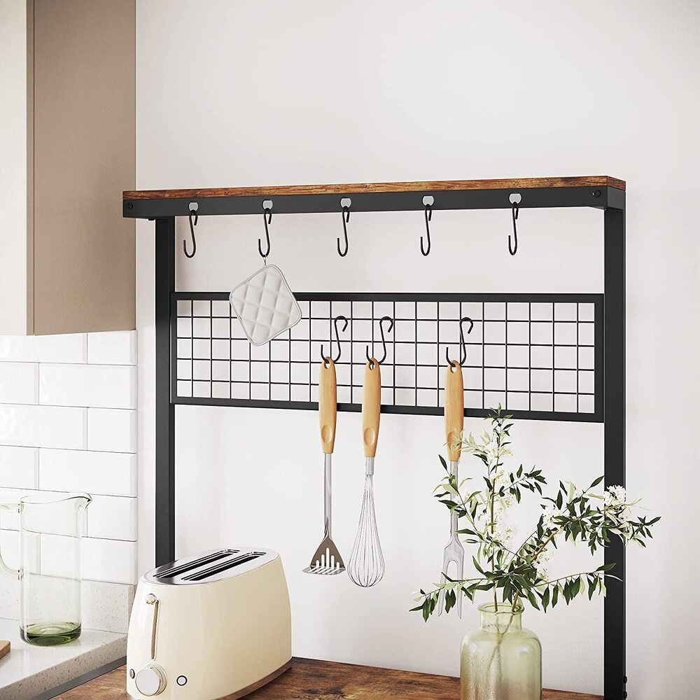 Modern Rustic Series Kitchen Storage Unit Baker's Rack Rustic Brown Homecoze