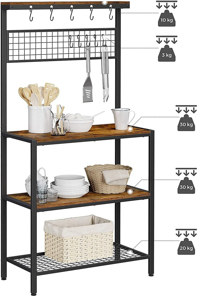 Modern Rustic Series Kitchen Storage Unit Baker's Rack Rustic Brown Homecoze