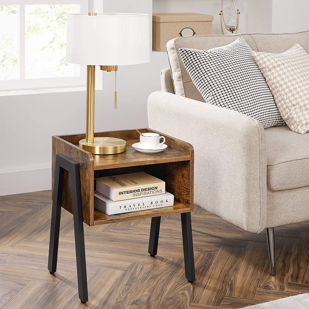 Modern Rustic Open Shelf Side Table