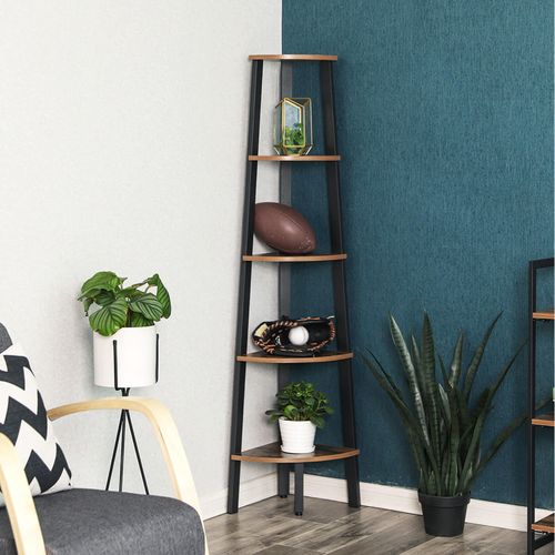 Modern Rustic 5 Tier Corner Bookcase