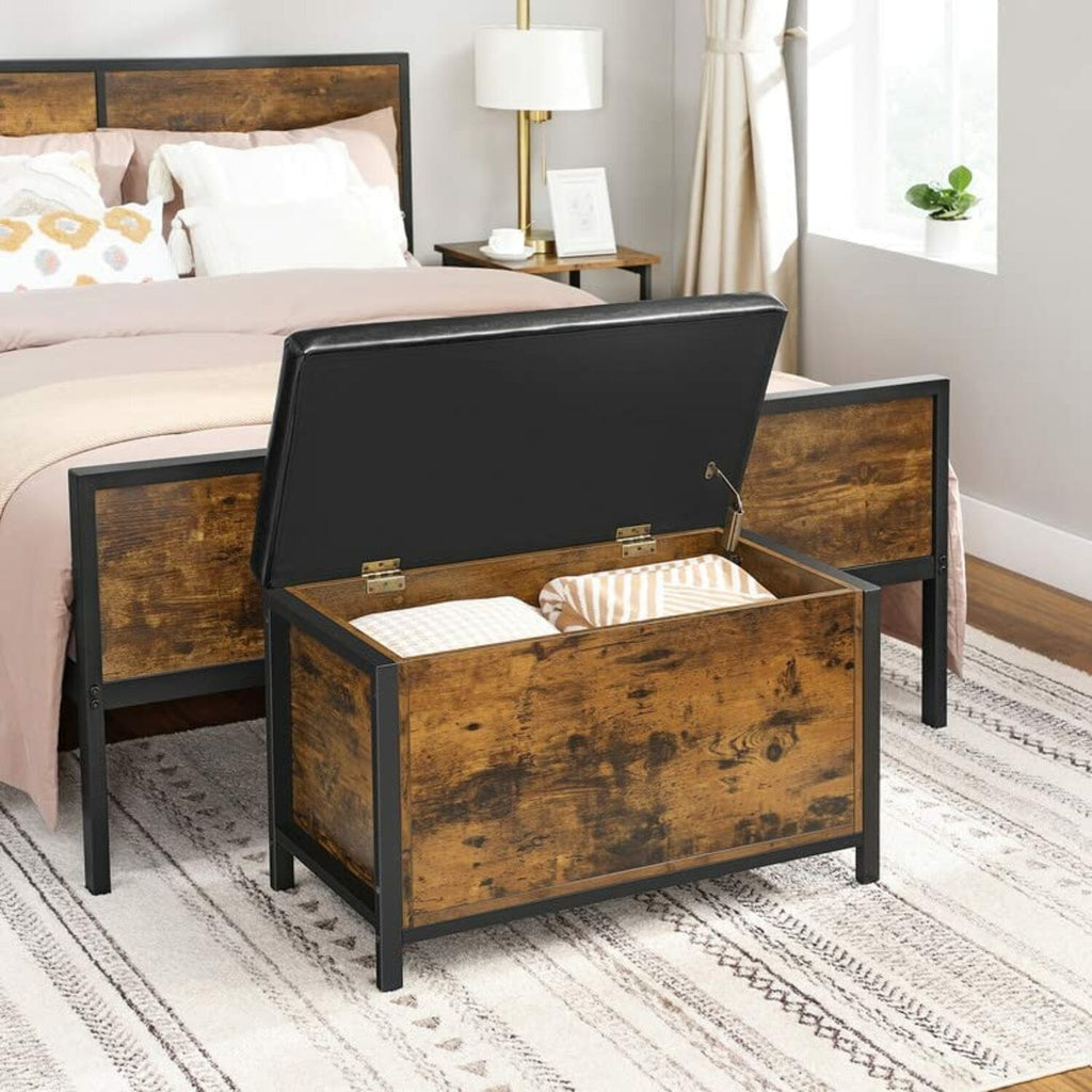 Modern Rustic Storage Bench Ottoman