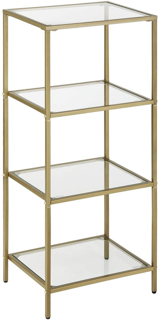 Modern Gold Frame 4 Teir Storage Shelf with Tempered Glass Top Homecoze