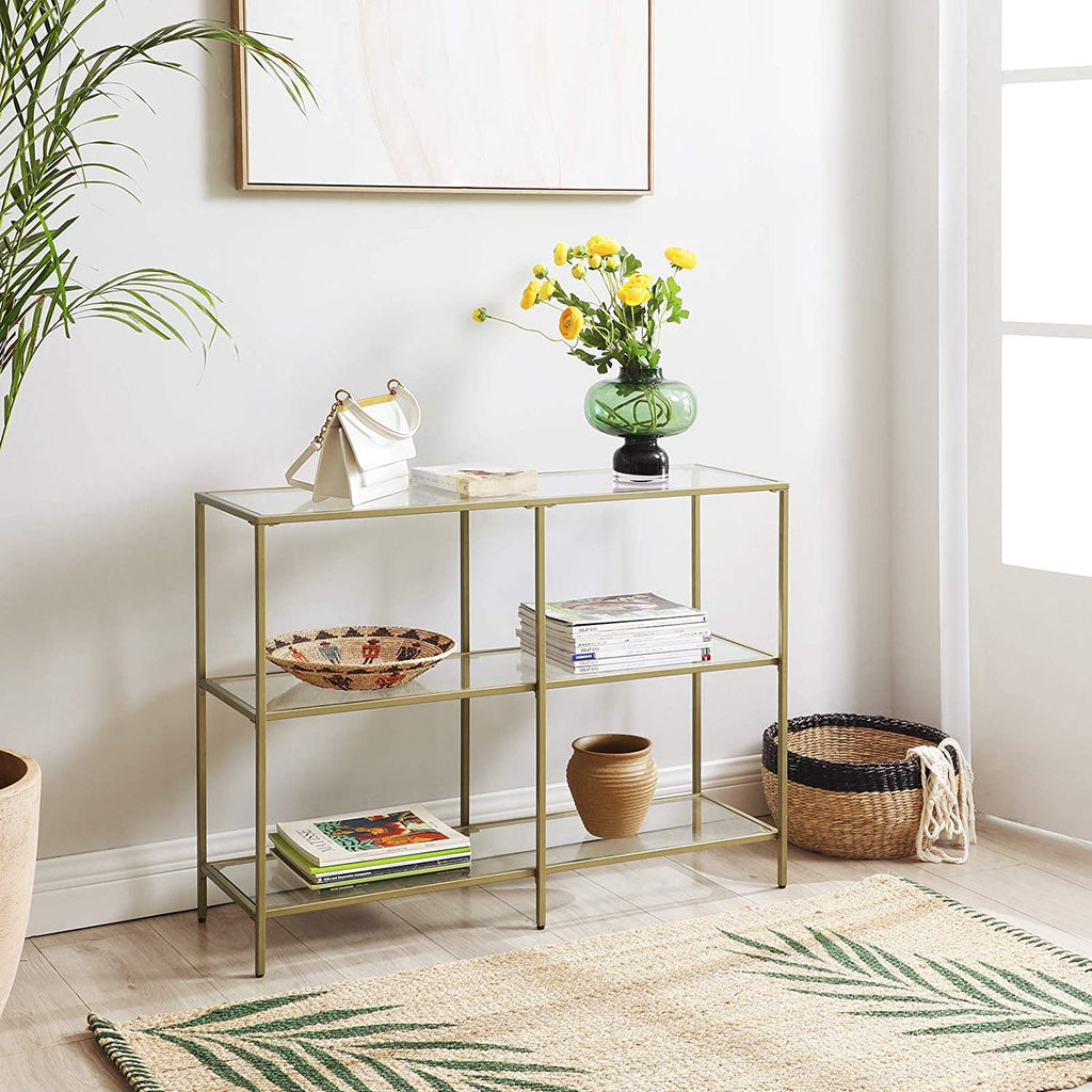 Gold & Glass 3-Tier Console Table 120cm