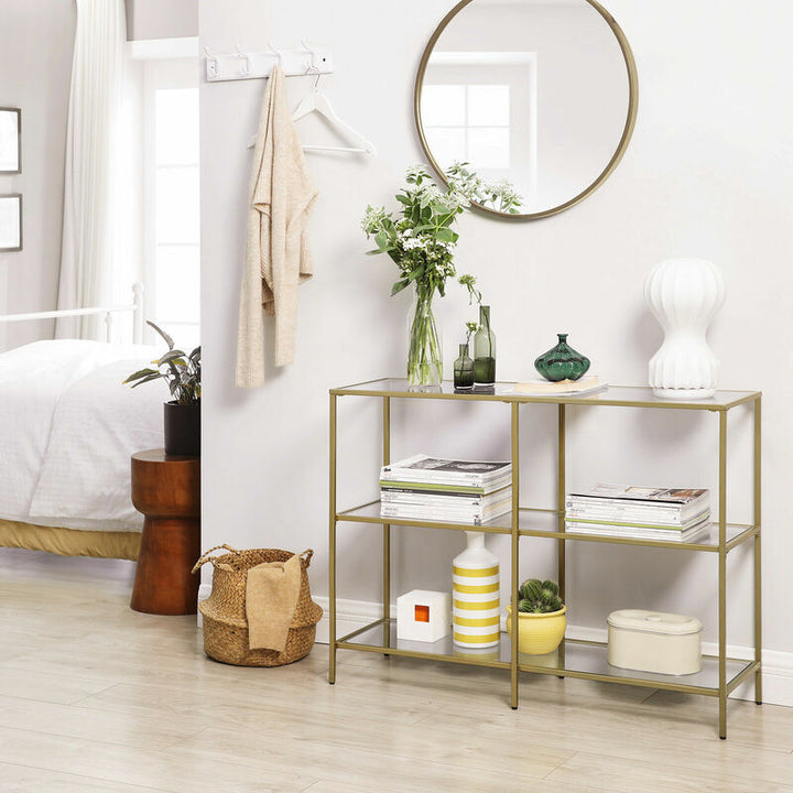 Gold & Glass 3-Tier Console Table 120cm