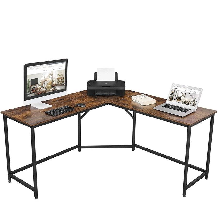 Modern Rustic Series Corner L-Shaped Computer Desk Rustic Brown Homecoze