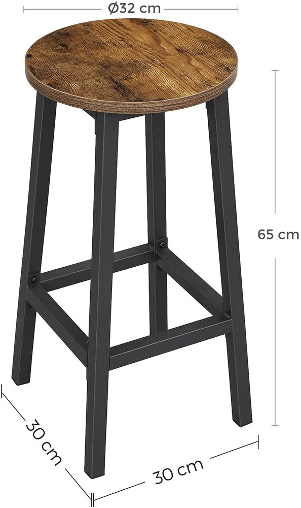 Modern Rustic (Set of 2) Bar Stools 65cm