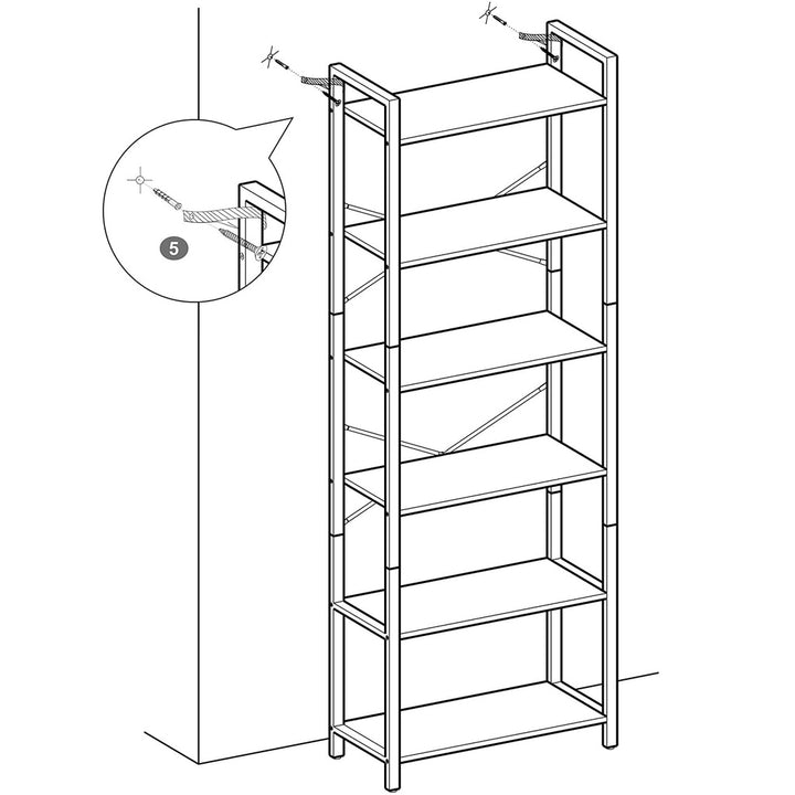 Modern Rustic 6 Tier Display Shelf Bookcase