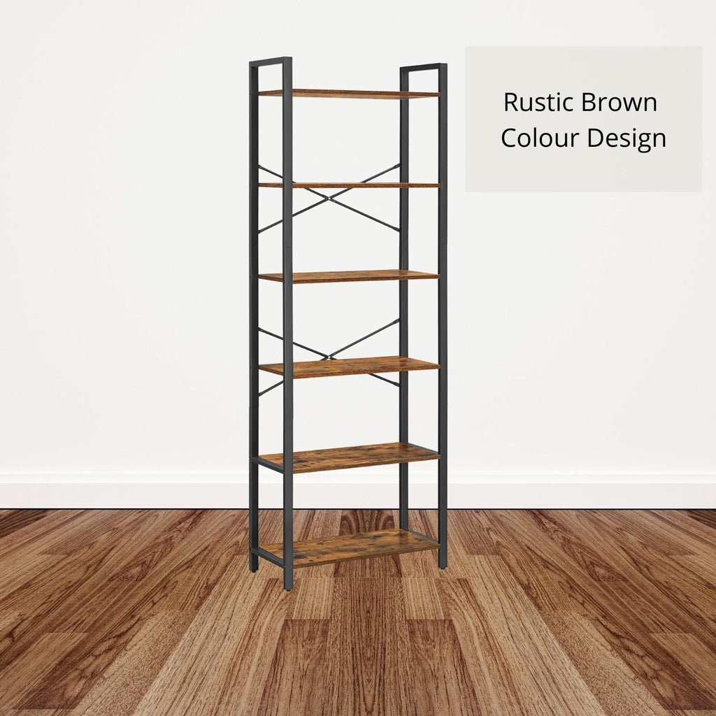 Modern Rustic 6 Tier Display Shelf Bookcase