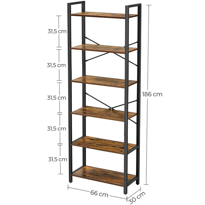 Modern Rustic 6 Tier Display Shelf Bookcase