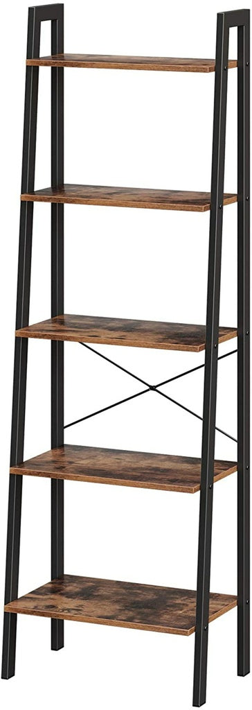 Modern Rustic Series 5 Tier Ladder Book Shelf - Rustic Brown Homecoze