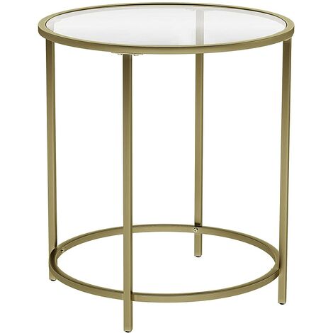 Gold & Glass Bed Side Table Nightstand 50cm